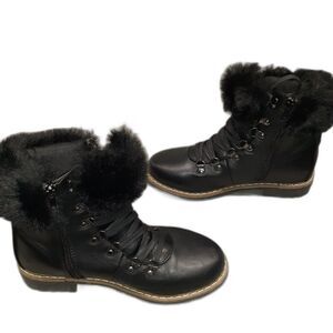 Catherine Malandrino Women Size 8 Faux Fur Hershey Booties Black Cabincore